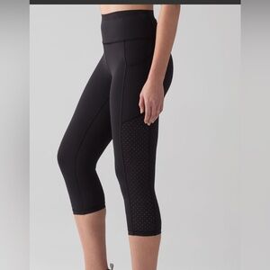 Lululemon Mind Over Miles Crop Black High-Waisted Leggings pants crop